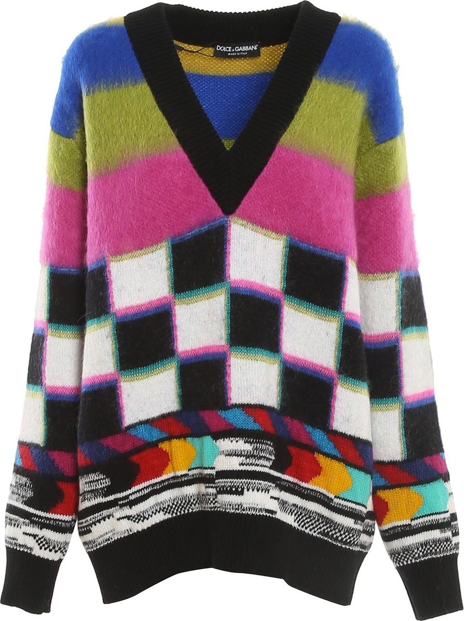 Dolce & Gabbana Dolce & Gabbana Color Block Long Sweater Zwart