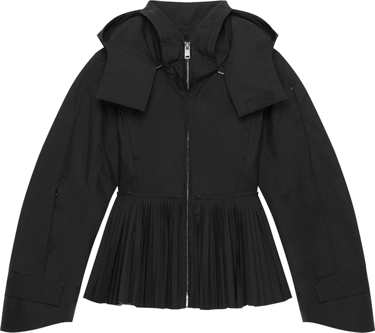 Givenchy Givenchy Plisse Hooded Jacket Zwart