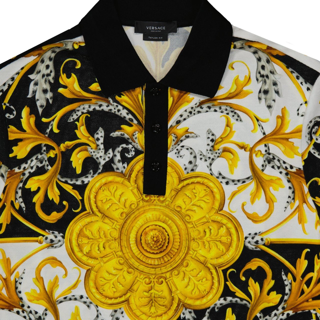 Versace Versace Barocco Print Polo Shirt Zwart