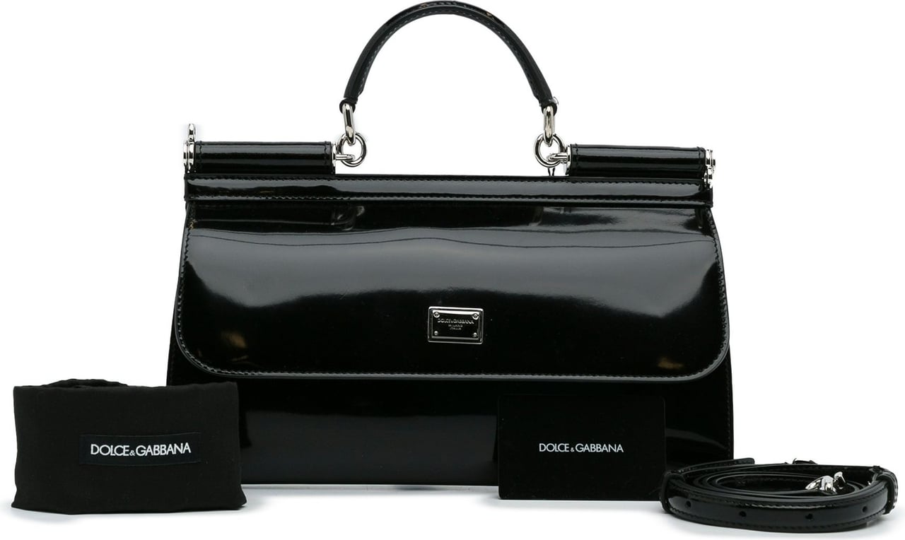 Dolce & Gabbana Miss Sicily Patent Leather Satchel Zwart