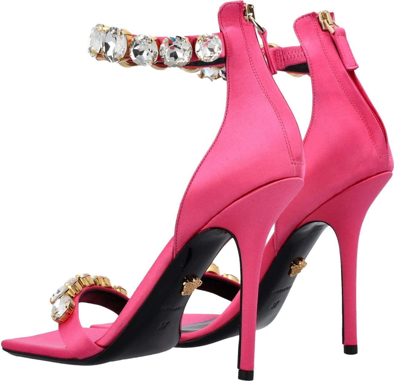 Versace Crystal satin sandals Paars