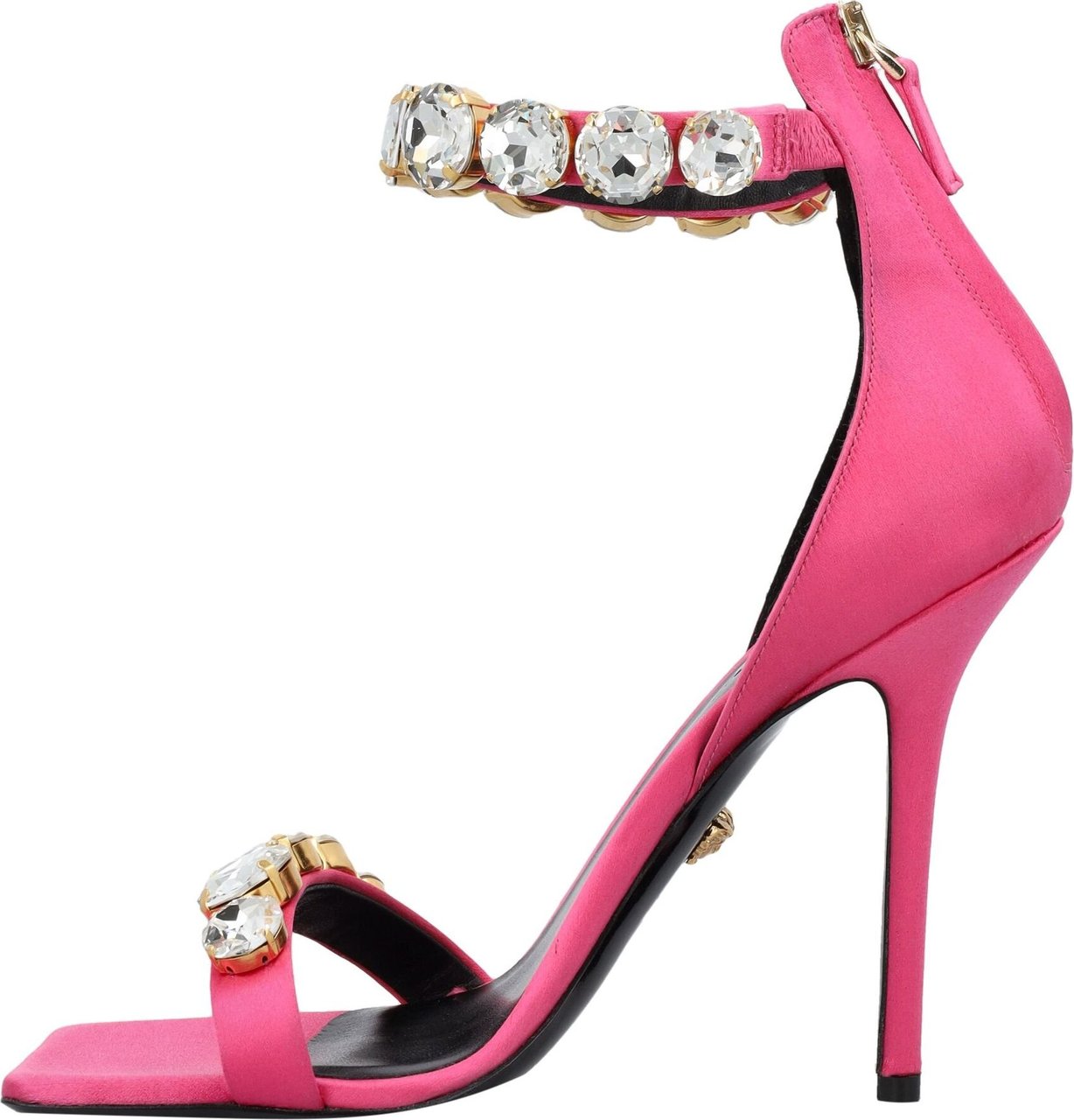 Versace Crystal satin sandals Paars