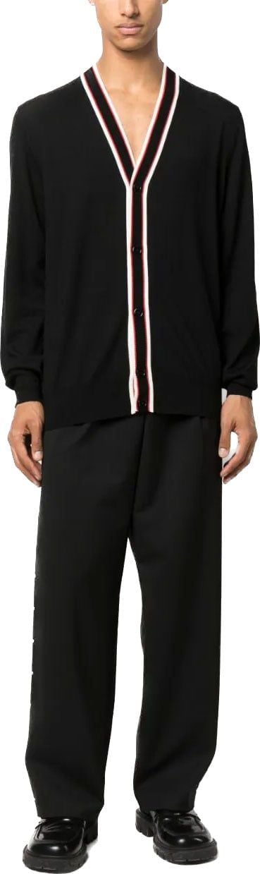 Alexander McQueen striped-edge V-neck cardigan Zwart