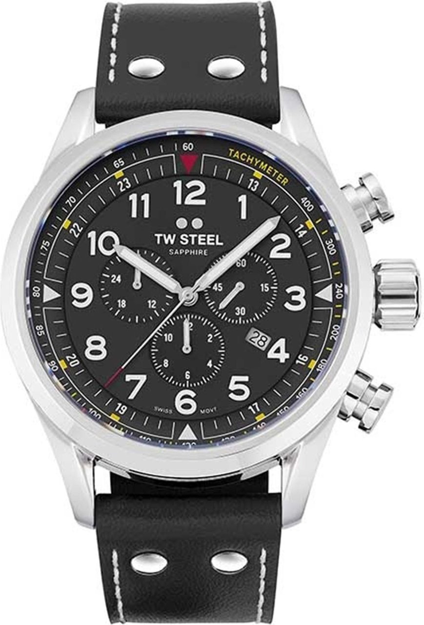 TW Steel Swiss Volante SVS202 chronograaf horloge 48mm Zwart