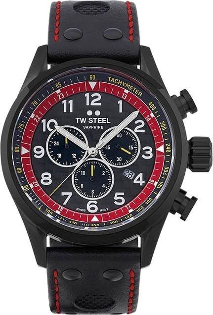 TW Steel Swiss Volante SVS303 TCR Special Edition chronograaf horloge 48mm Zwart