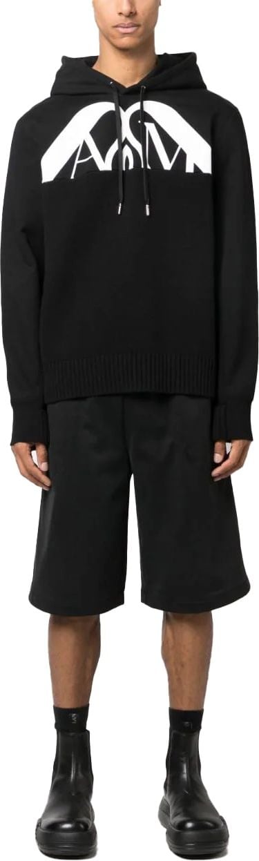 Alexander McQueen logo-print cotton hoodie Zwart