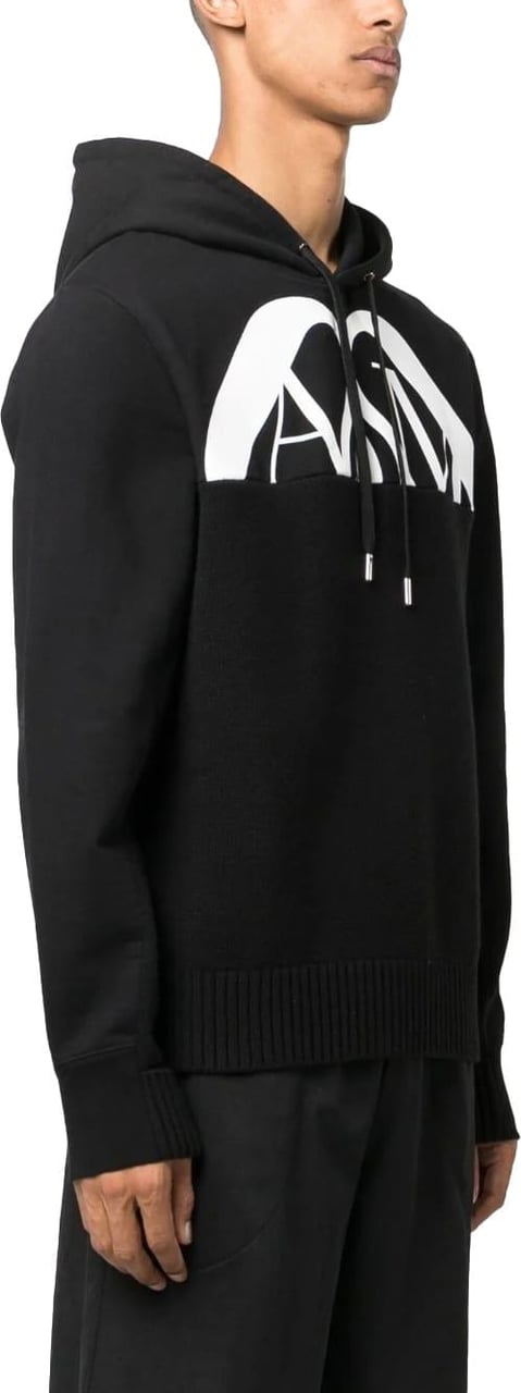 Alexander McQueen logo-print cotton hoodie Zwart