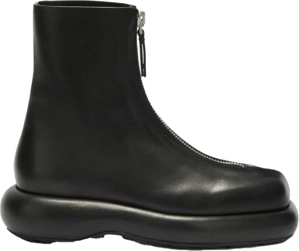 Jil Sander zip-up leather boots Zwart