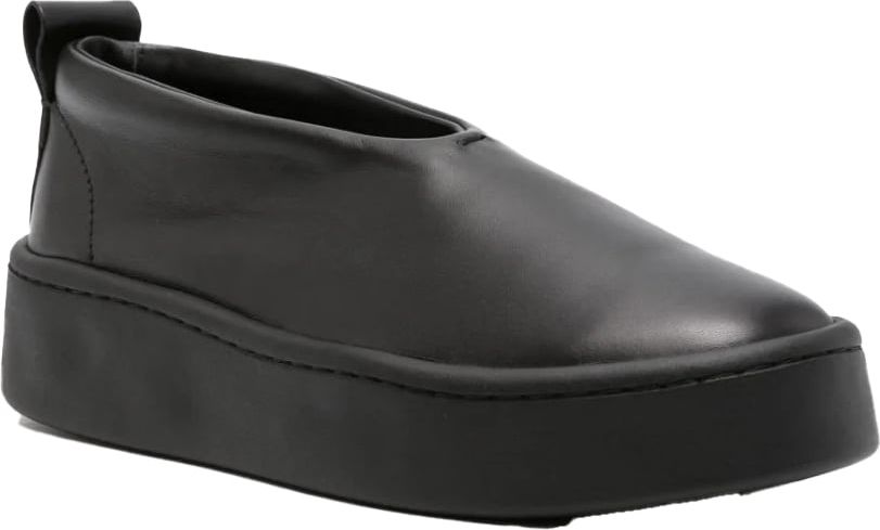 Jil Sander round-toe leather loafers Zwart