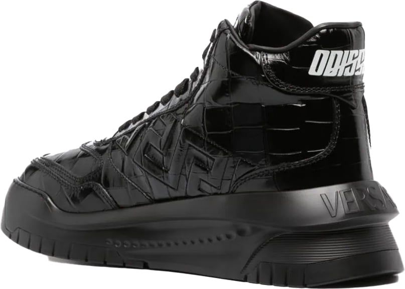 Versace Greca Odissea leather high-top snea Zwart