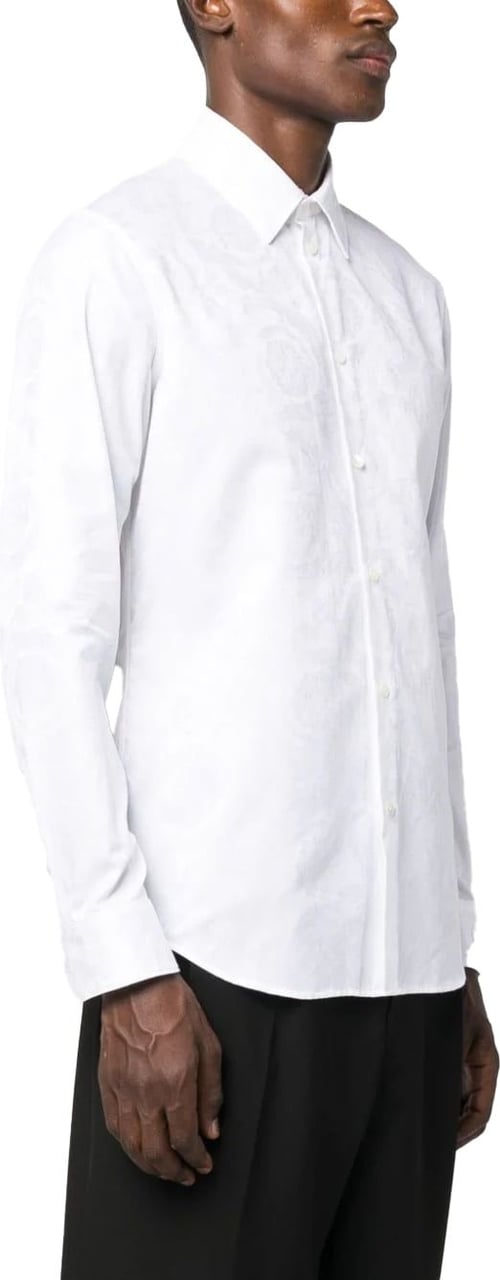 Versace Barocco-jacquard cotton shirt Wit