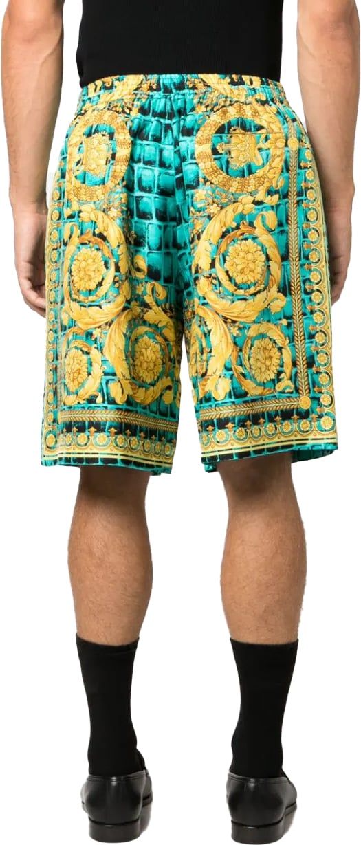 Versace Baroccodile-print silk shorts Divers