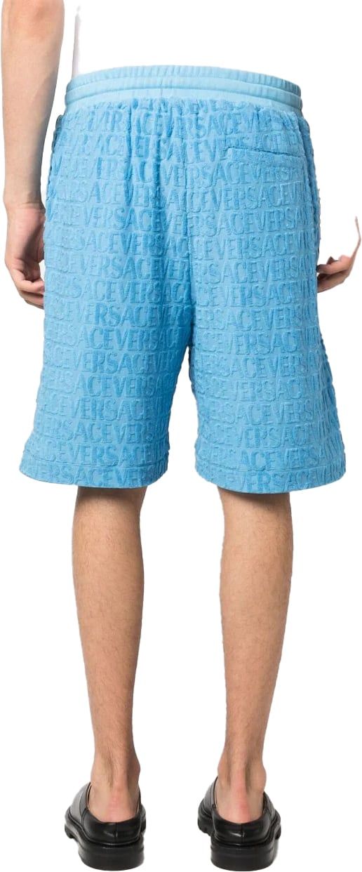 Versace Allover logo-jacquard cotton shorts Blauw