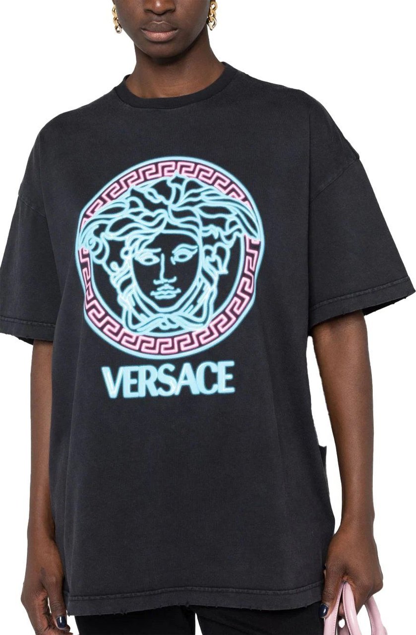 Versace Medusa-appliqué cotton T-shirt Zwart