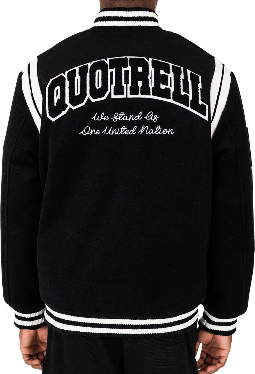 Quotrell University Football Jacket | Black/white Zwart