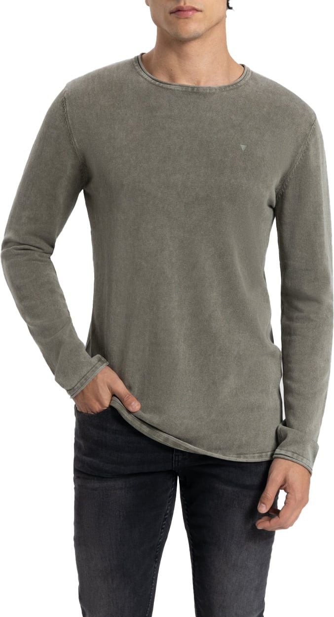 Purewhite Essentials Garment Dye Knit Sweater Heren Army Green Groen
