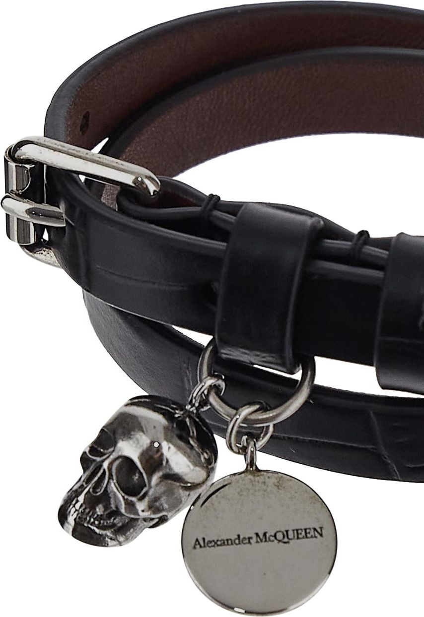 Alexander McQueen Double Wrap Bracelet Zwart