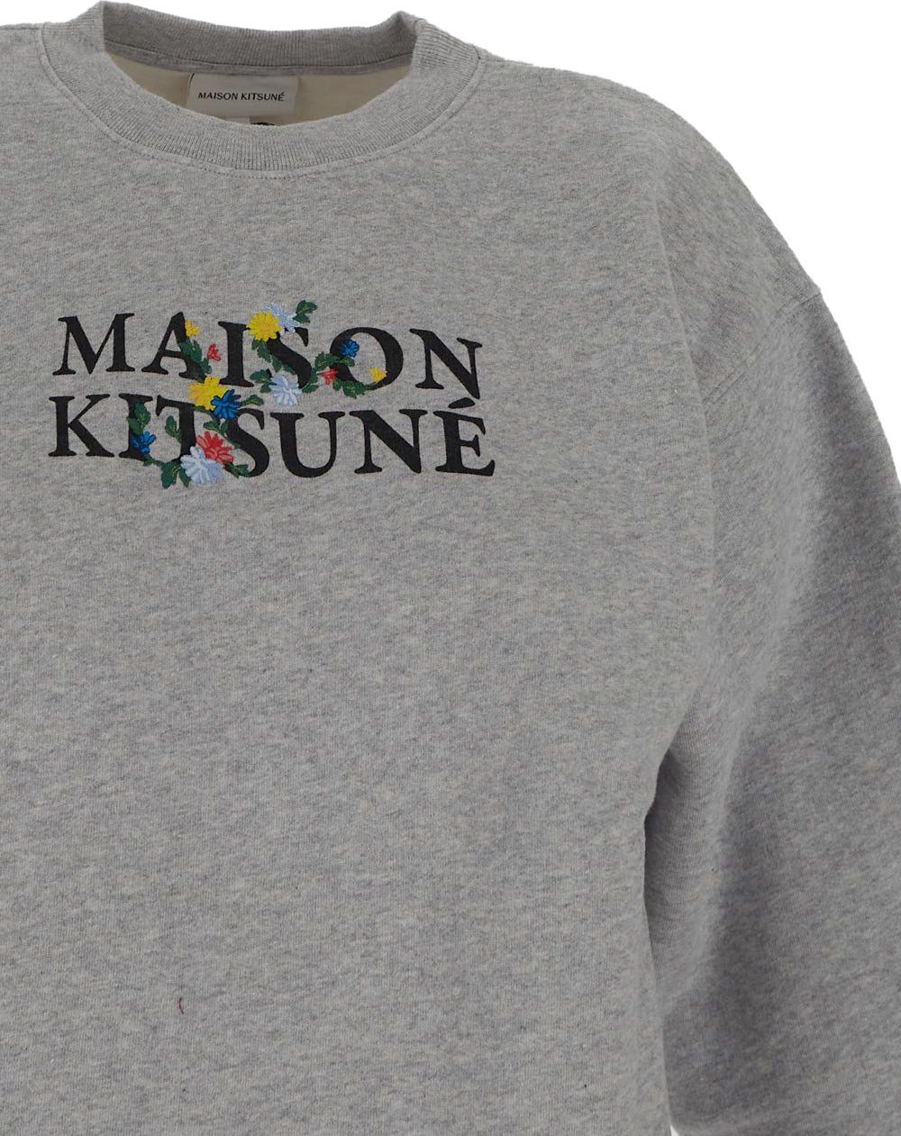 Maison Kitsuné Floral Logo Embroidery Sweatshirt Grijs