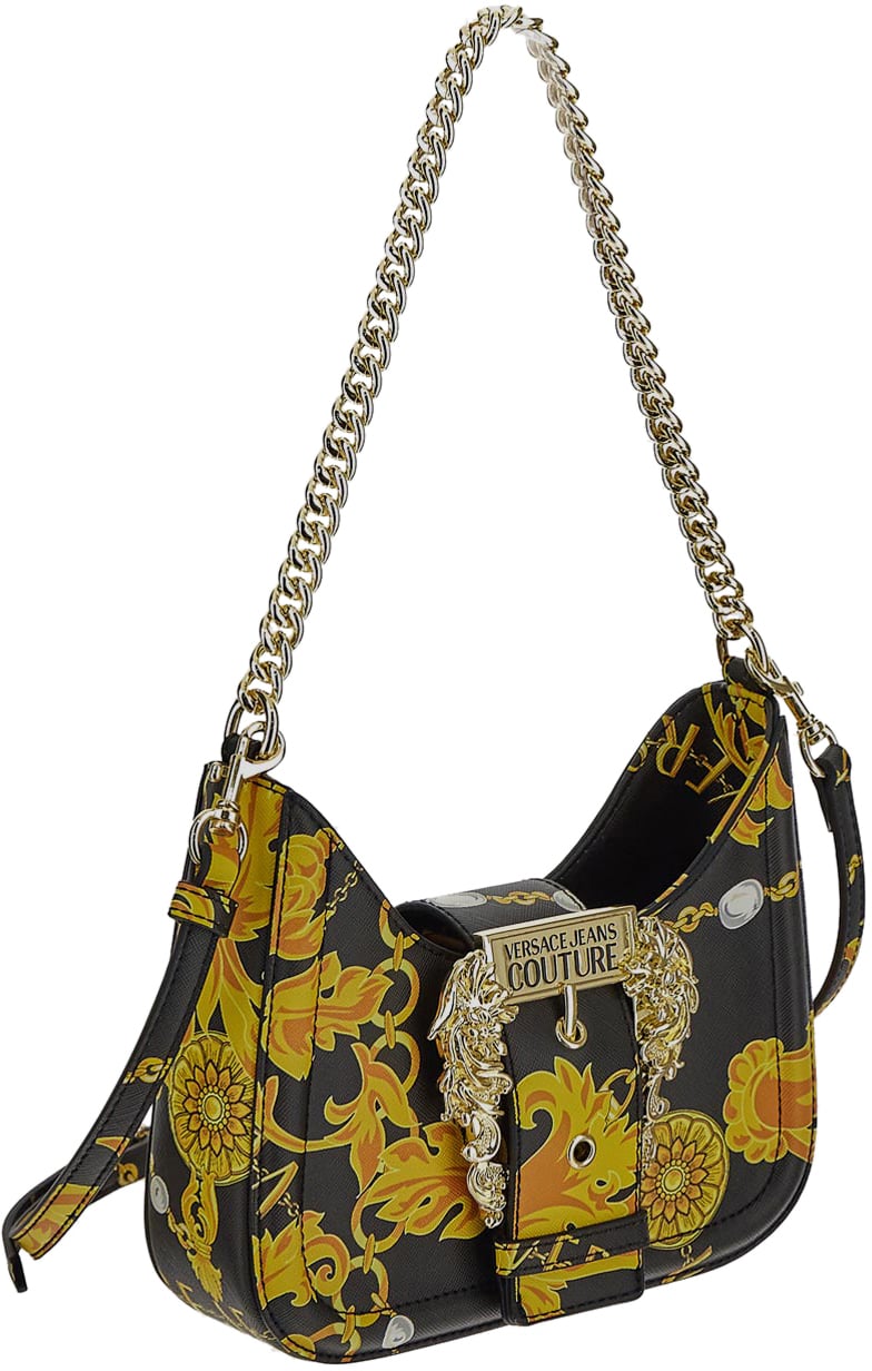Versace Jeans Couture Baroque Buckle Shoulder Bag Zwart