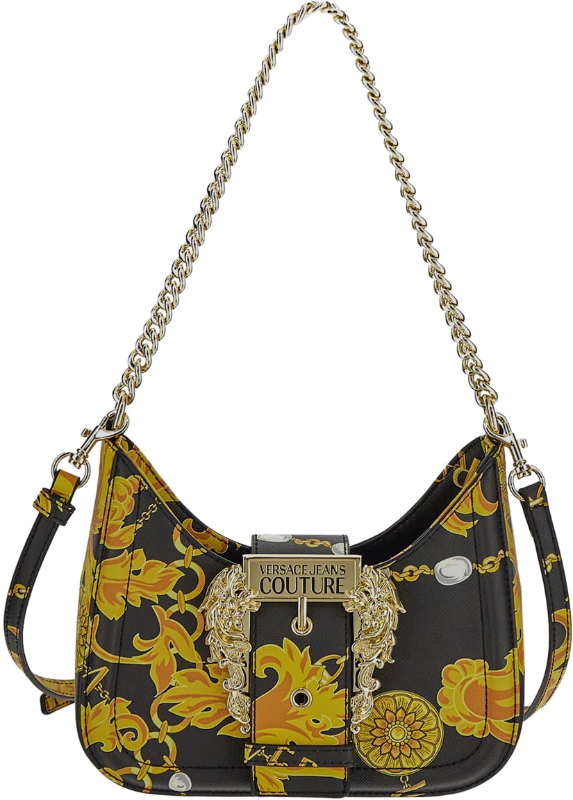 Versace Jeans Couture Baroque Buckle Shoulder Bag Zwart