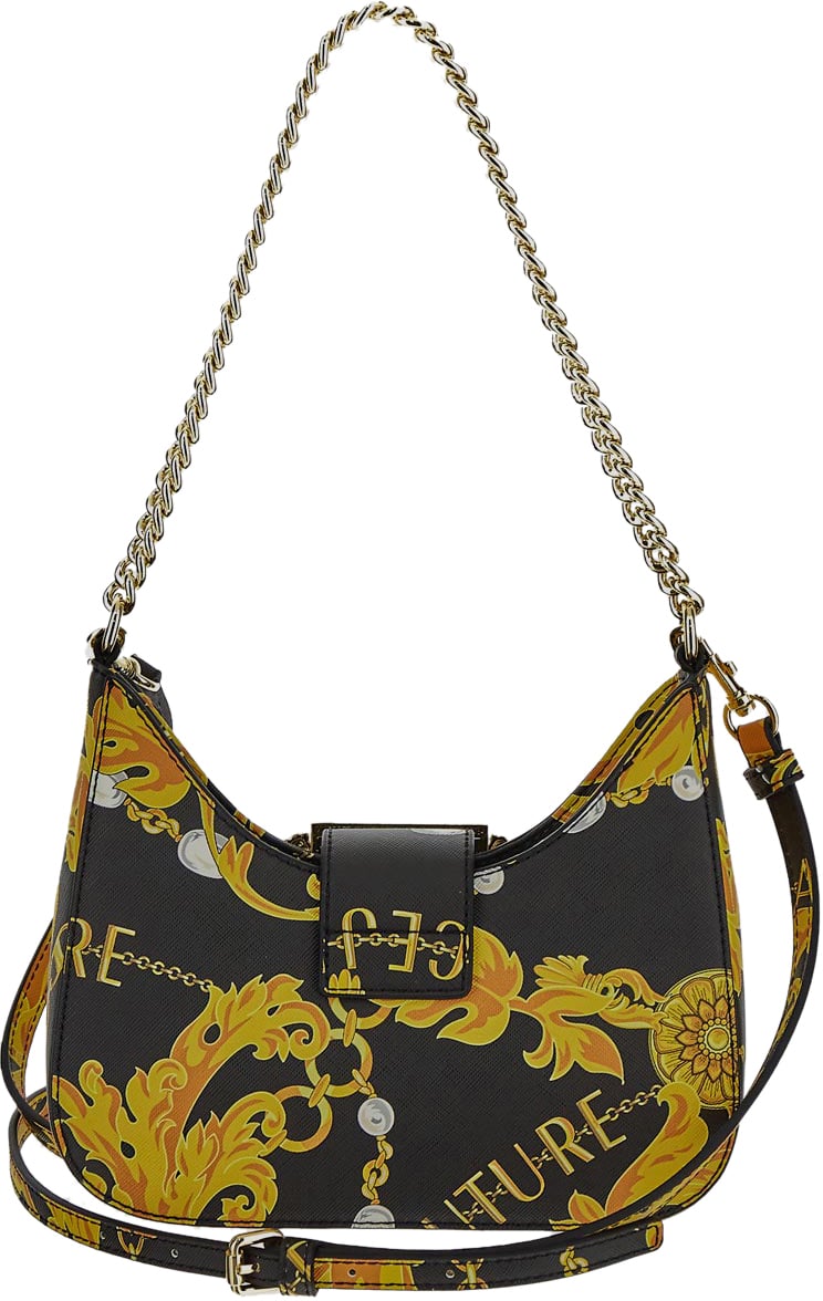 Versace Jeans Couture Baroque Buckle Shoulder Bag Zwart