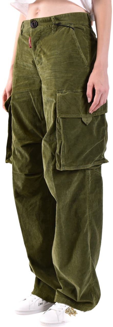 Dsquared2 Corduroy Green Cargo Trousers Green Groen