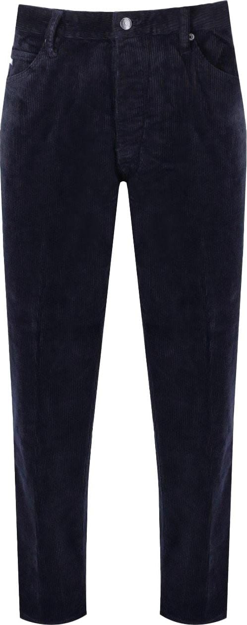 Emporio Armani J69 Navy Blue Ribbed Trousers Blue Blauw