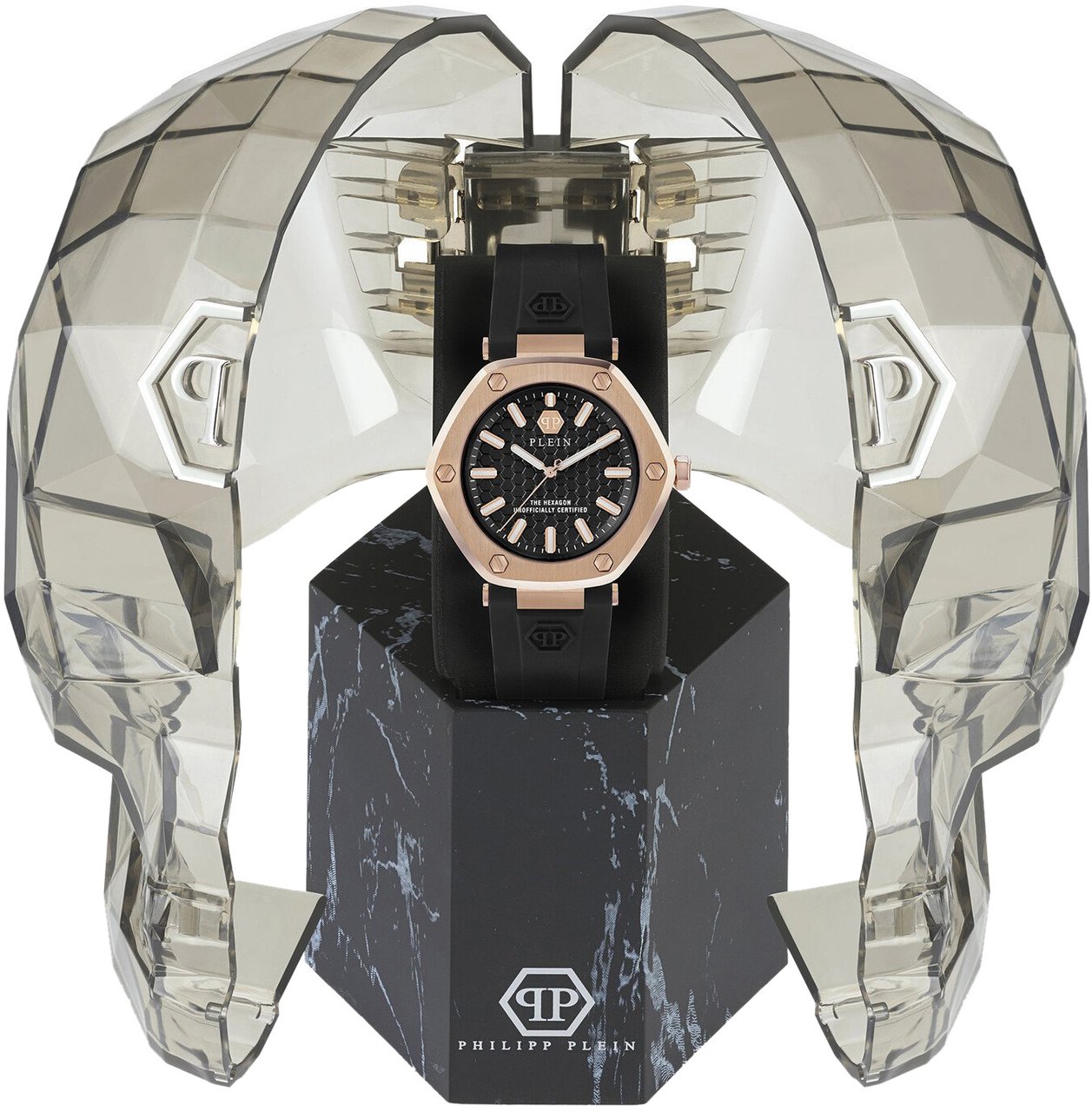 Philipp Plein PW1BA0323 The Hexagon horloge 38 mm Zwart