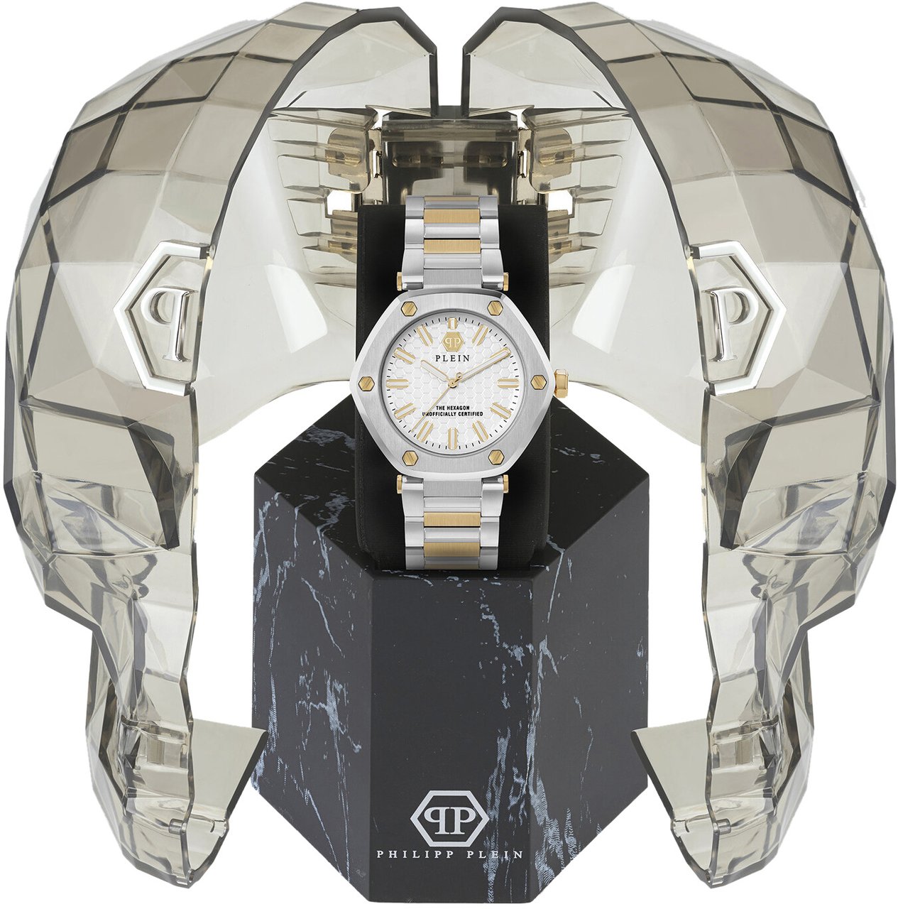 Philipp Plein PW1BA0523 The Hexagon horloge 38 mm Wit