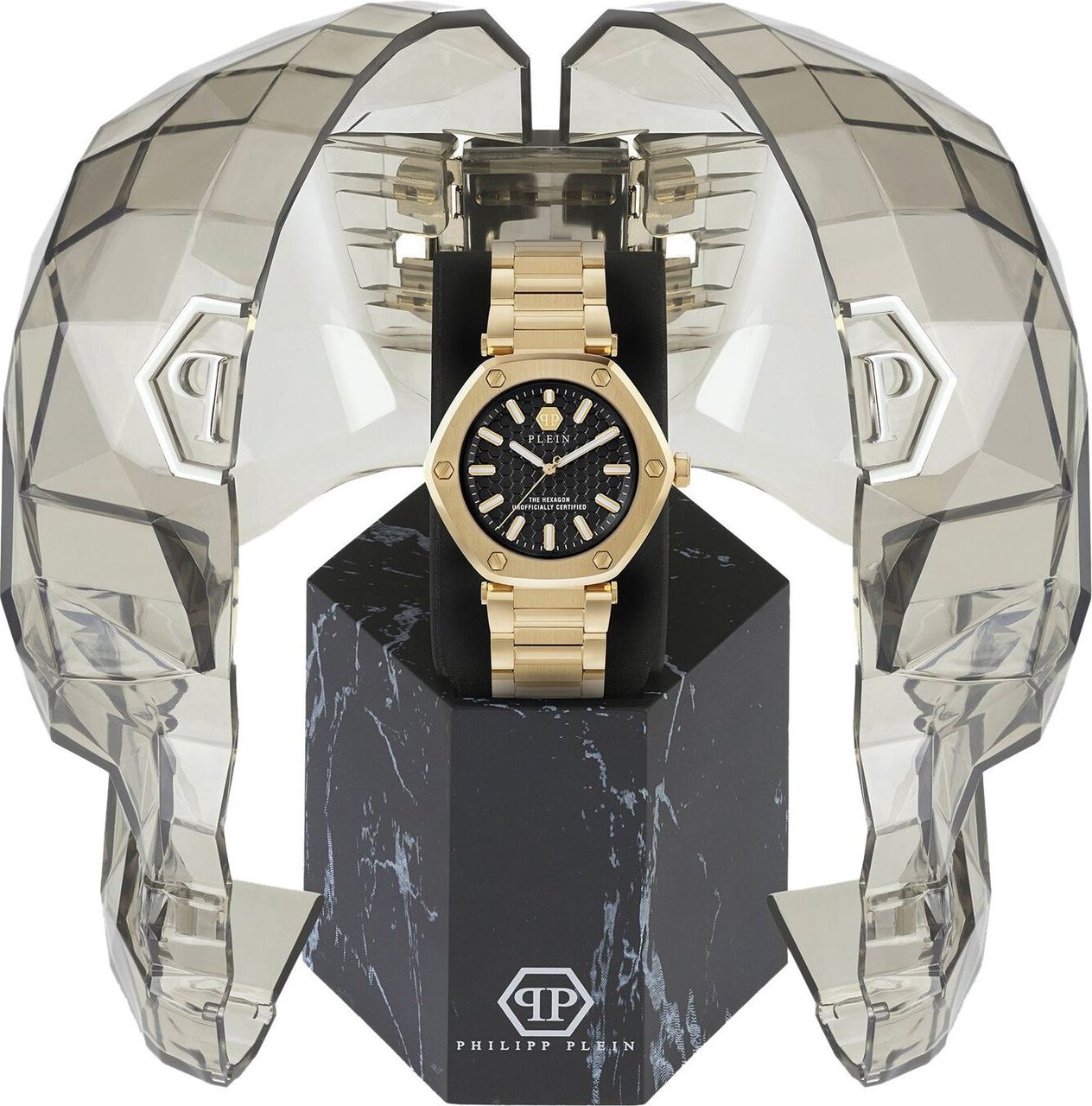 Philipp Plein PW1BA0623 The Hexagon horloge 38 mm Zwart