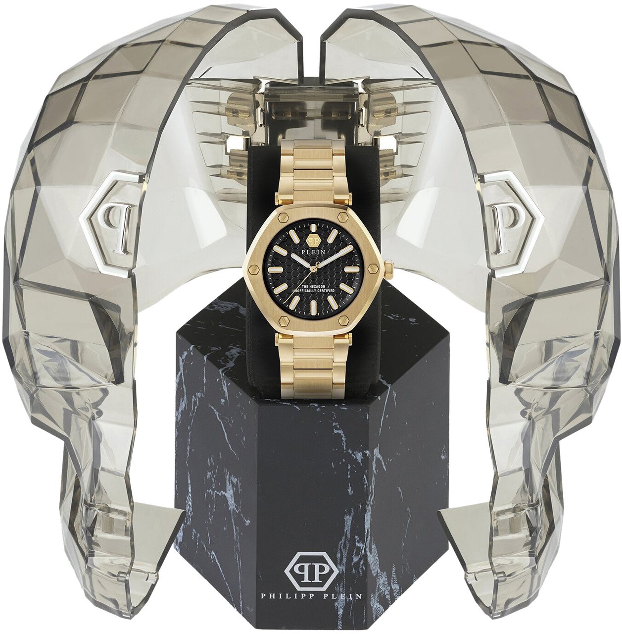 Philipp Plein PW1BA0623 The Hexagon horloge 38 mm Zwart