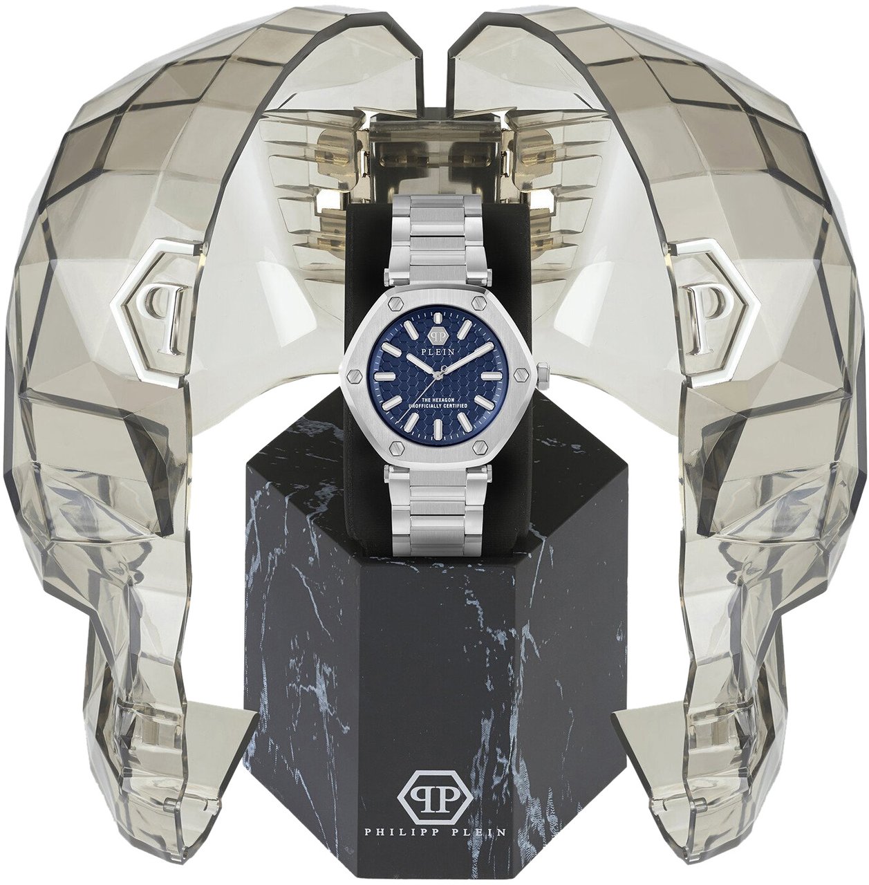 Philipp Plein PW1BA0423 The Hexagon horloge 38 mm Blauw