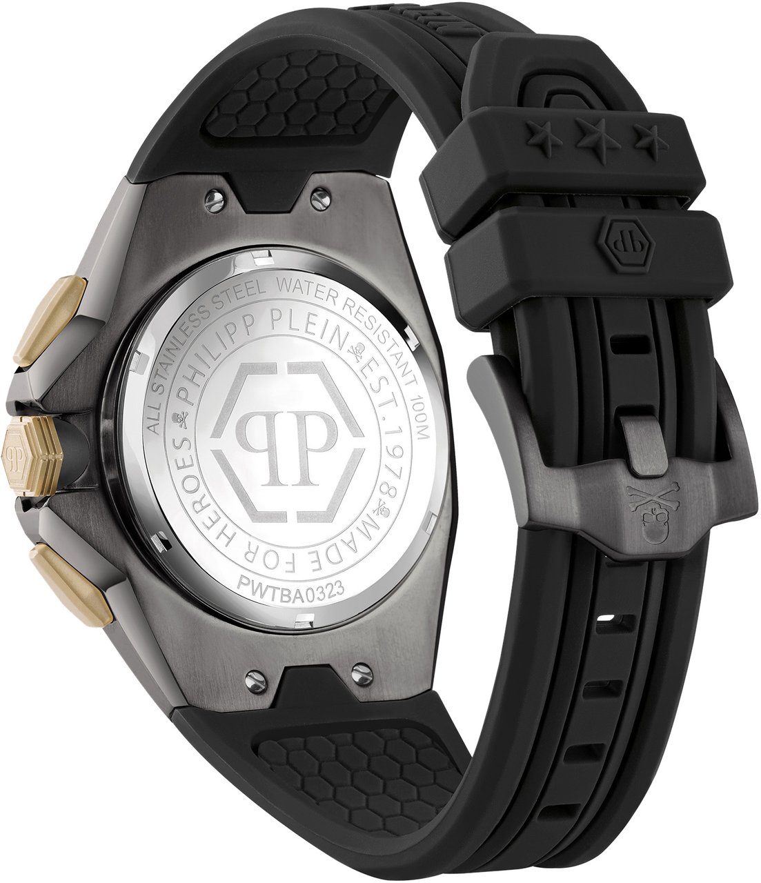 Philipp Plein PWTBA0323 Octagon horloge 44 mm Zwart