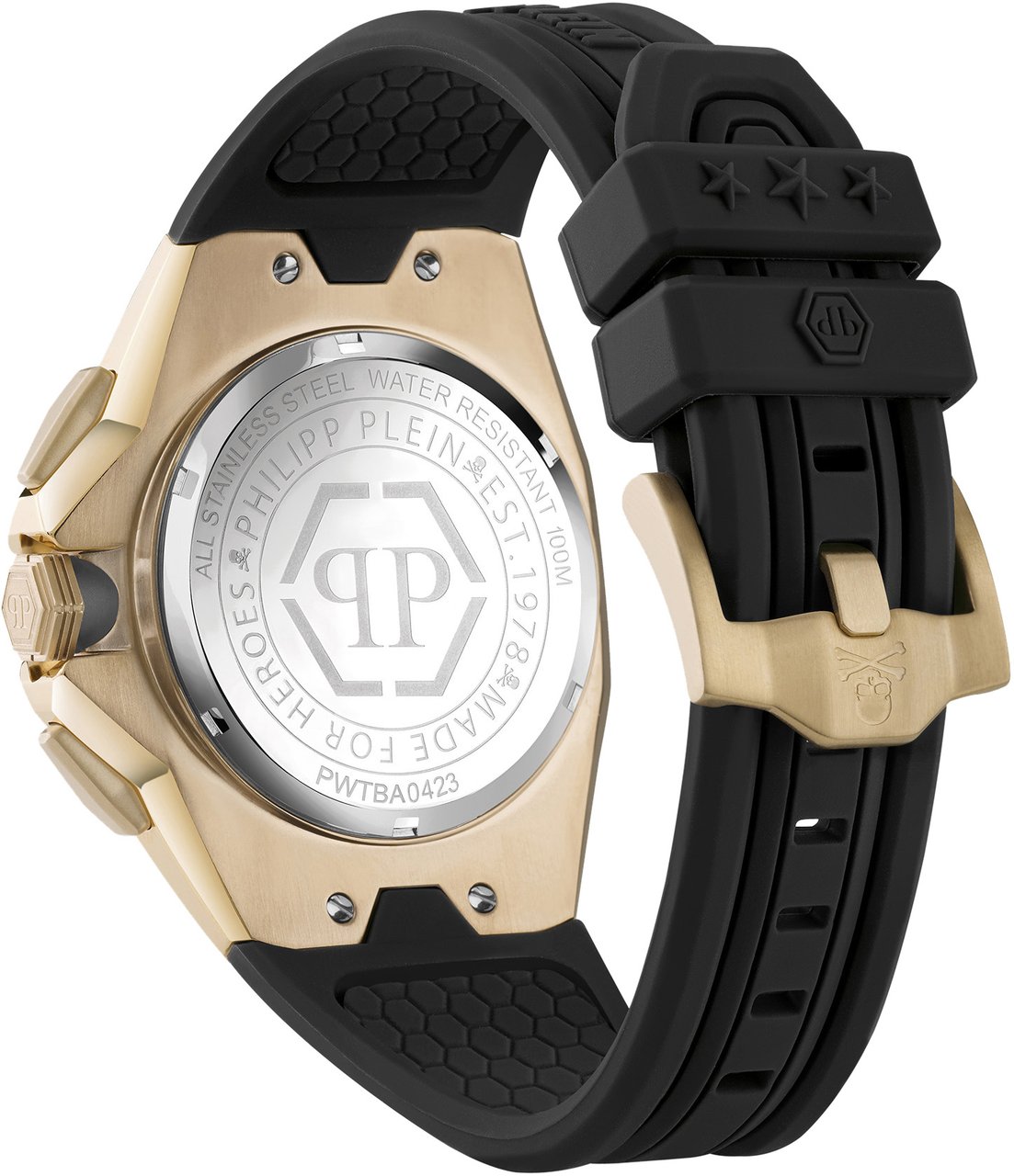 Philipp Plein PWTBA0423 Octagon horloge 44 mm Bruin