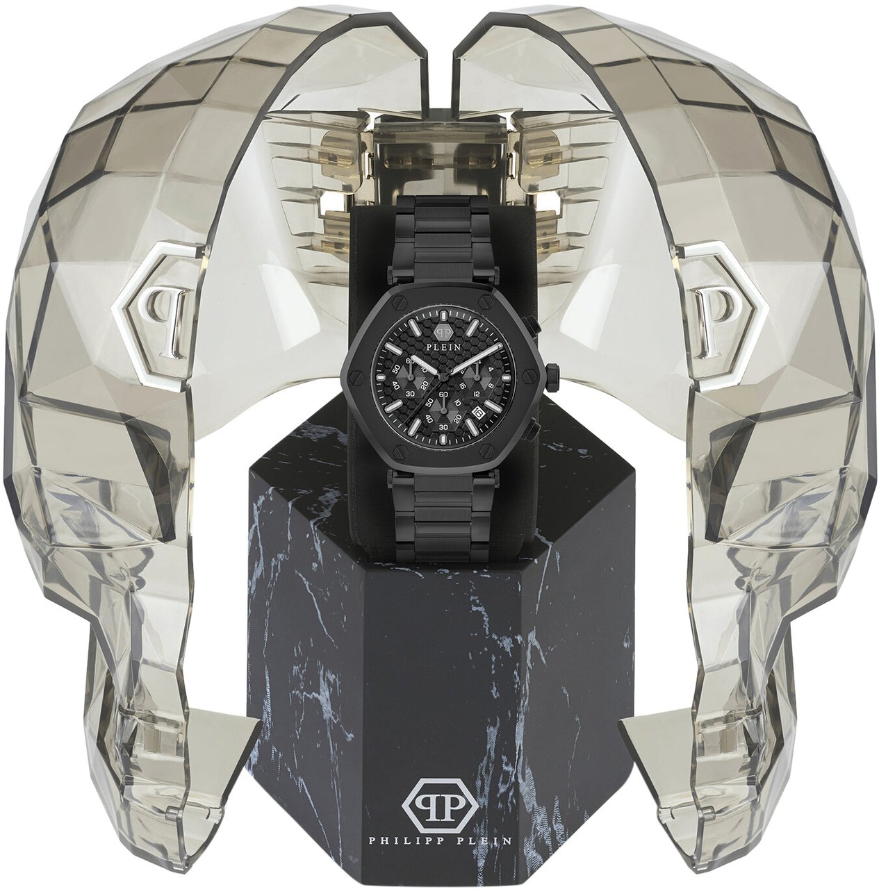 Philipp Plein PWZBA0623 The Hexagon Chrono horloge Zwart