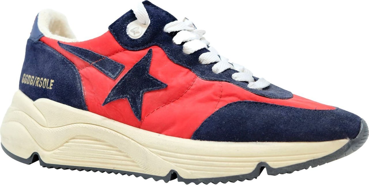 Golden Goose GOLDEN GOOSE GWF00272.F004104.40441 RED/BLUE LEATHER SUEDE RUNNING SNEAKERS Rood