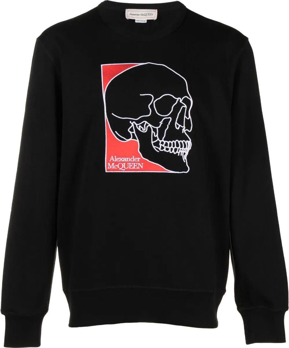 Alexander McQueen skull-print cotton sweatshirt Zwart