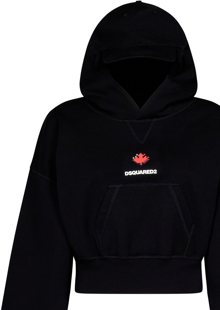 Dsquared2 Cropped Fit Hoodie Zwart