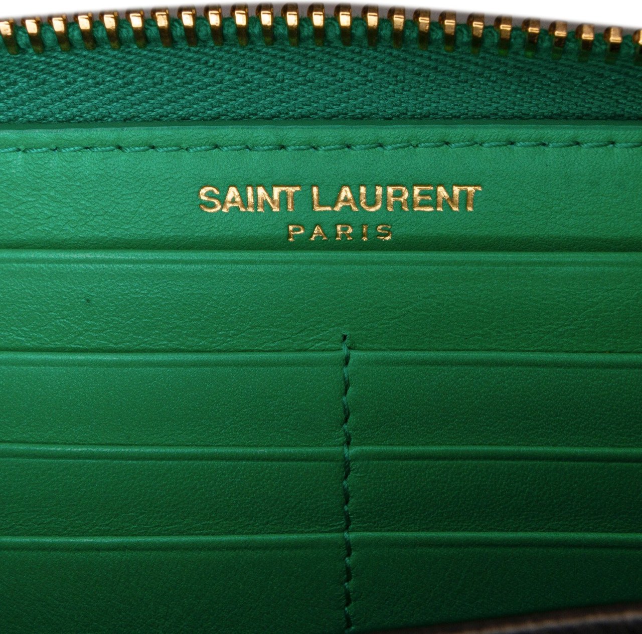 Saint Laurent Y Line Long Wallet Groen