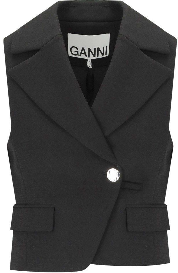 Ganni GANNI CREPE VEST Zwart