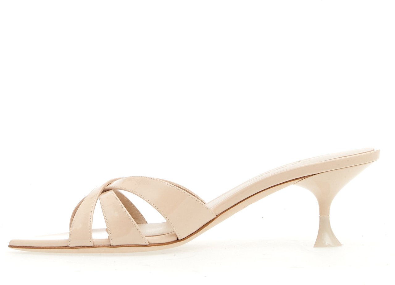 3JUIN Ciabatta Tacco 50 Mm Vernice Beige Beige