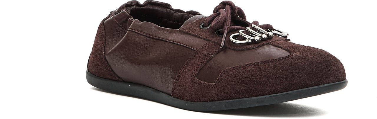 3JUIN Sneakers Flat Pelle Bordeaux Rood