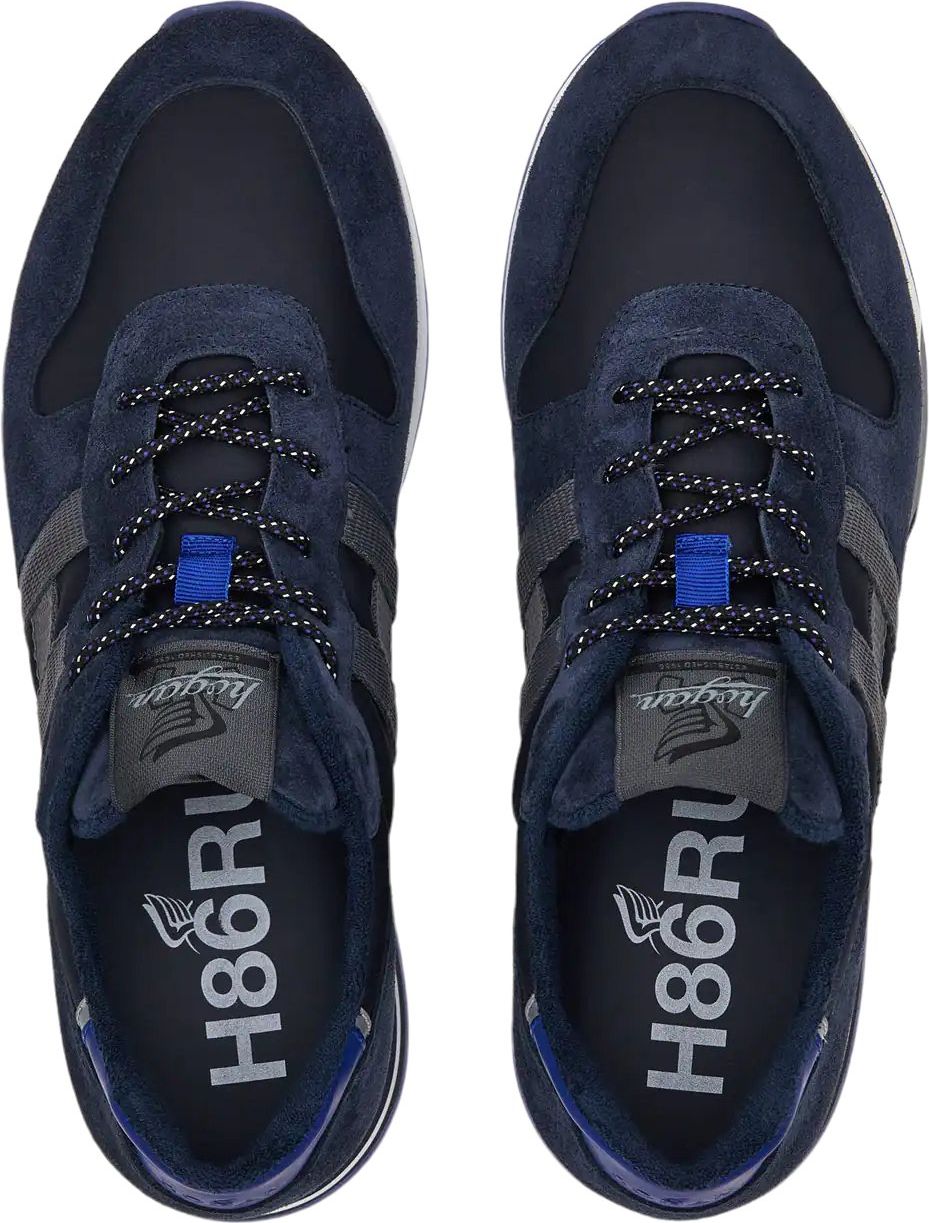 HOGAN Sneakers H383 running in suede e tessuto blu Blauw