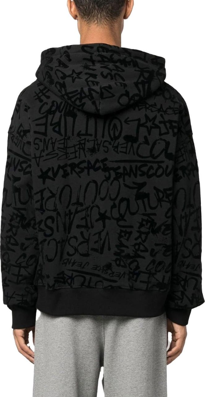 Versace Jeans Couture Hoodie Graffiti Flock Black Zwart