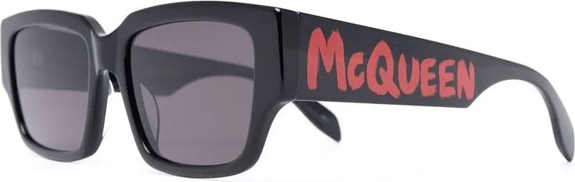 Alexander McQueen logo-arm rectangle-frame sunglasses Zwart