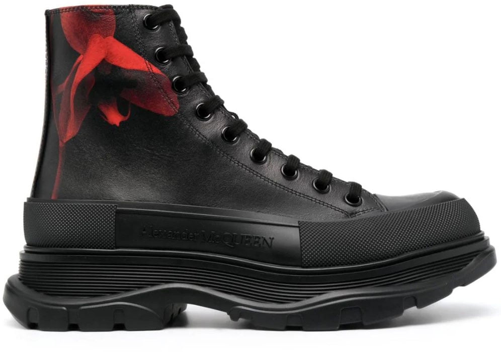 Alexander McQueen logo-debossed leather boots Zwart