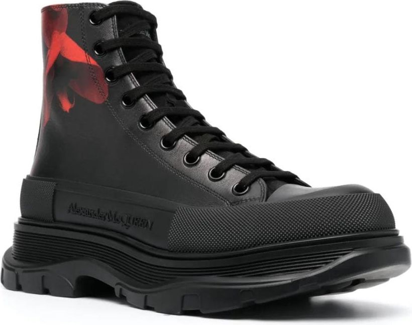 Alexander McQueen logo-debossed leather boots Zwart