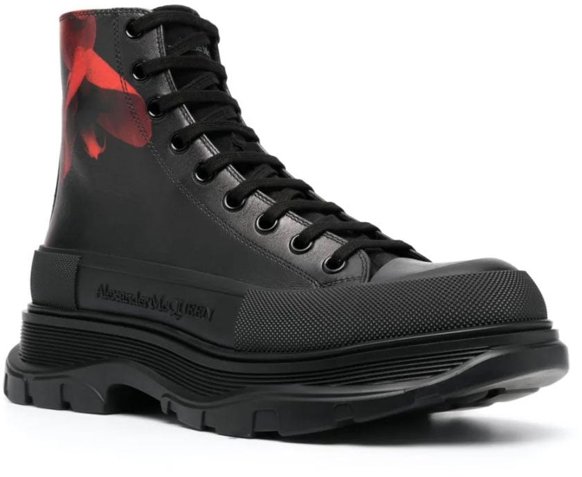 Alexander McQueen logo-debossed leather boots Zwart