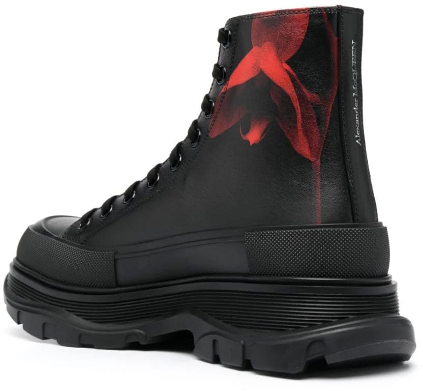 Alexander McQueen logo-debossed leather boots Zwart