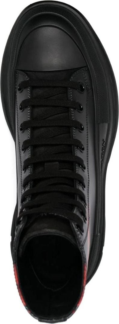 Alexander McQueen logo-debossed leather boots Zwart
